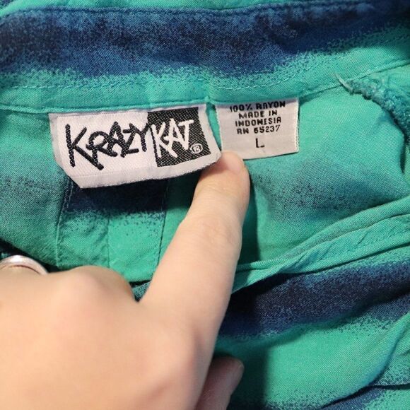 Vintage Krazy Kat Striped Button Down Shirt - Picture 9 of 10